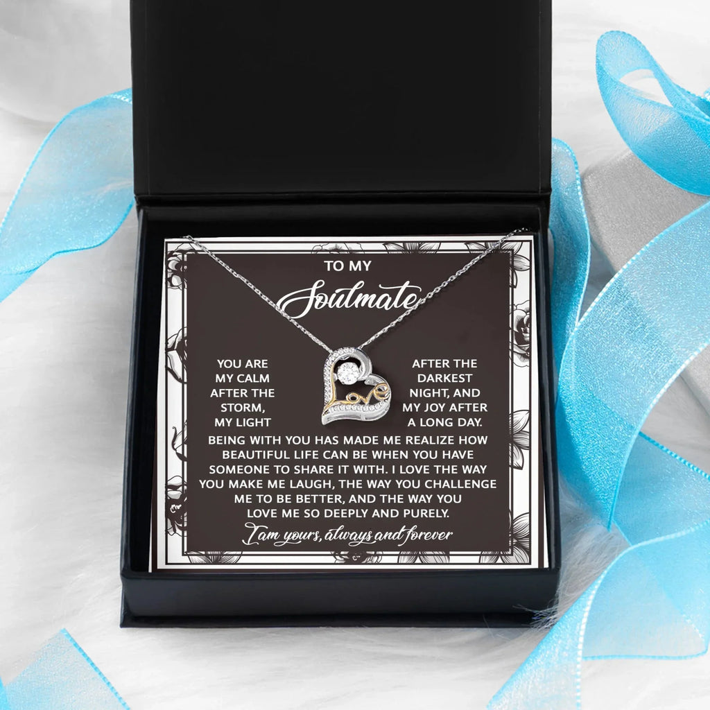 To My Soulmate - Love Dancing Heart Necklace – A Romantic Valentine’s Day Gift with a Heartfelt Message
