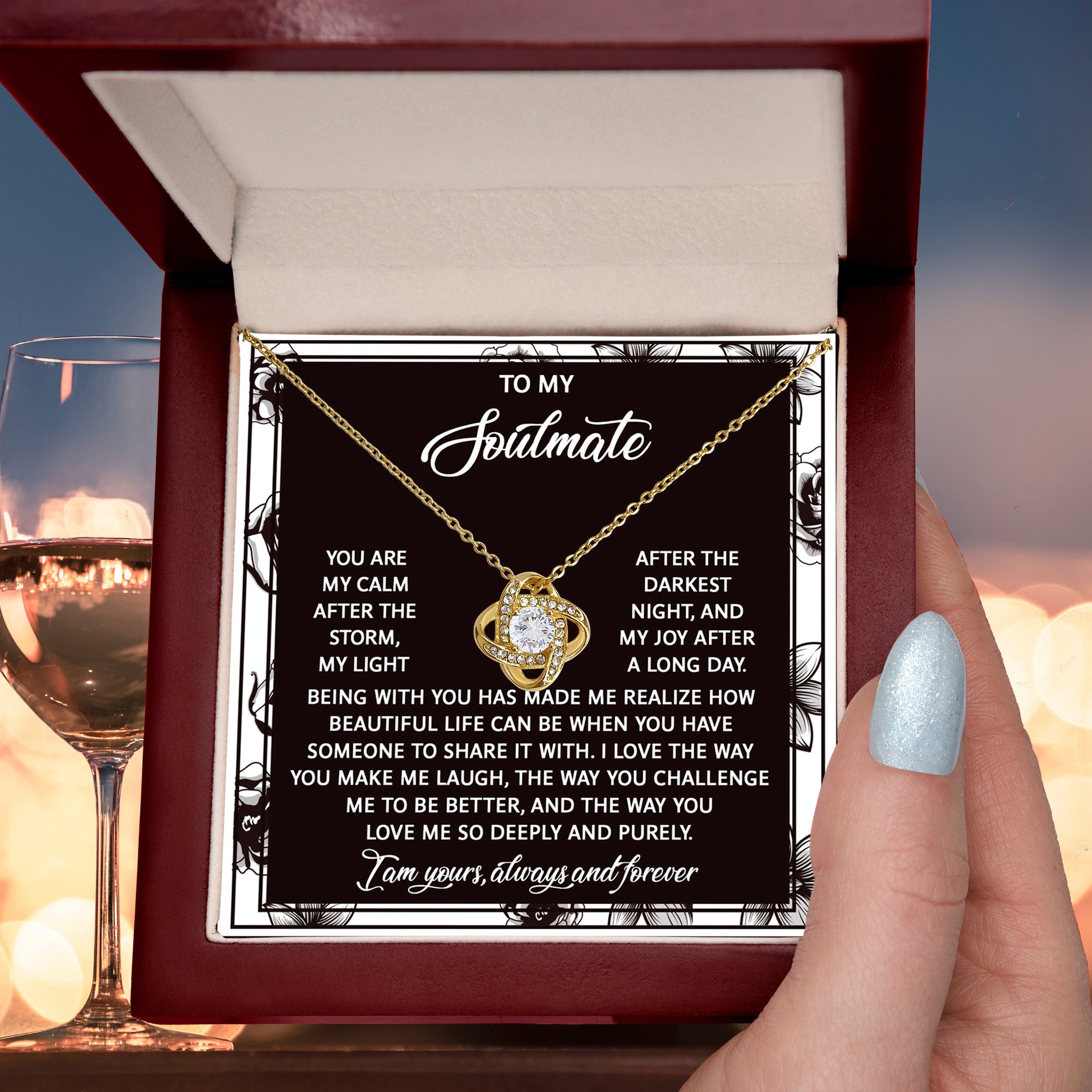 To My Soulmate - My Calm After the Storm Love Knot Necklace – A Romantic Valentine’s Day Gift with a Heartfelt Message - Mallard Moon Gift Shop