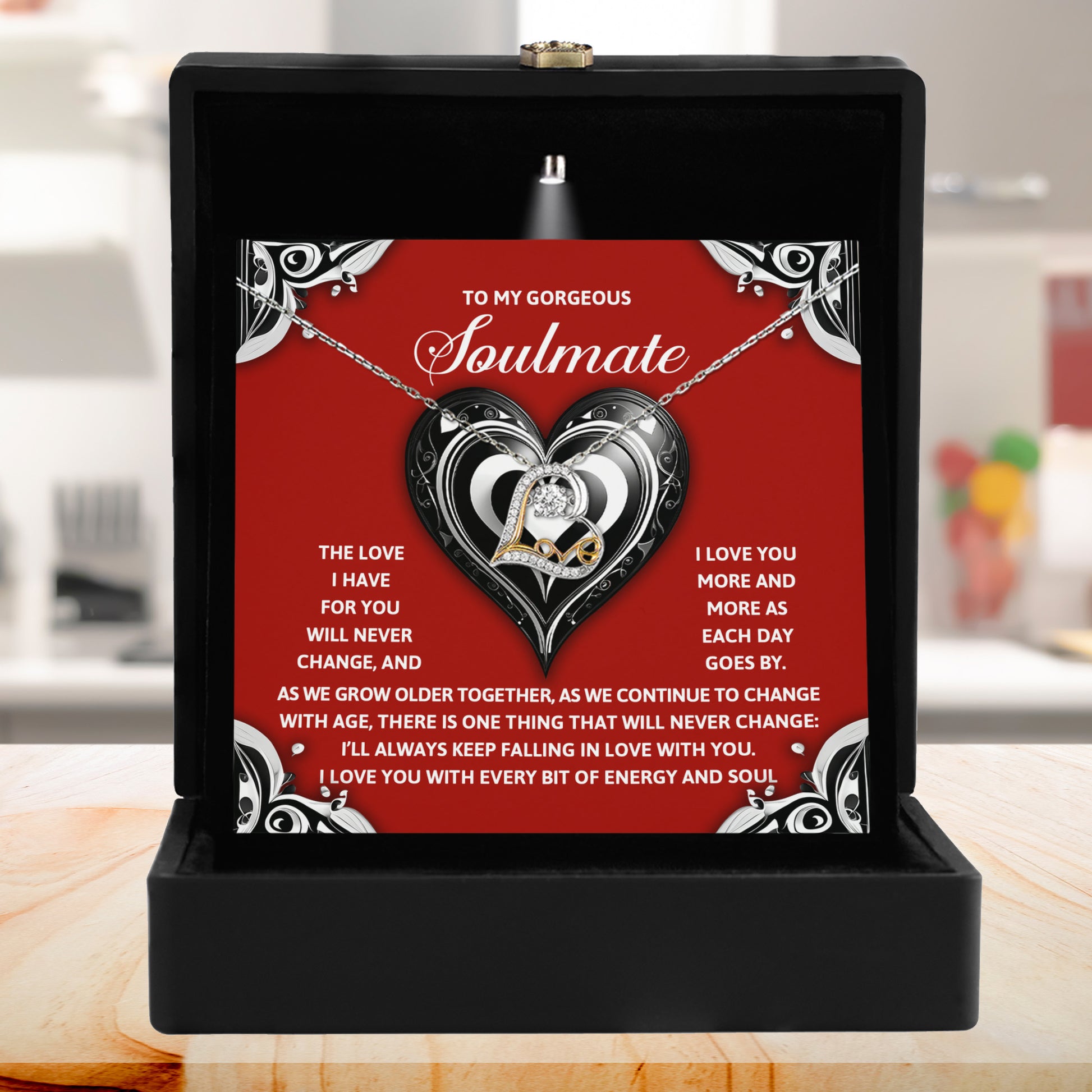 To My Gorgeous Soulmate - Love Dancing Heart Necklace – A Romantic Gift to Celebrate Everlasting Love - Mallard Moon Gift Shop