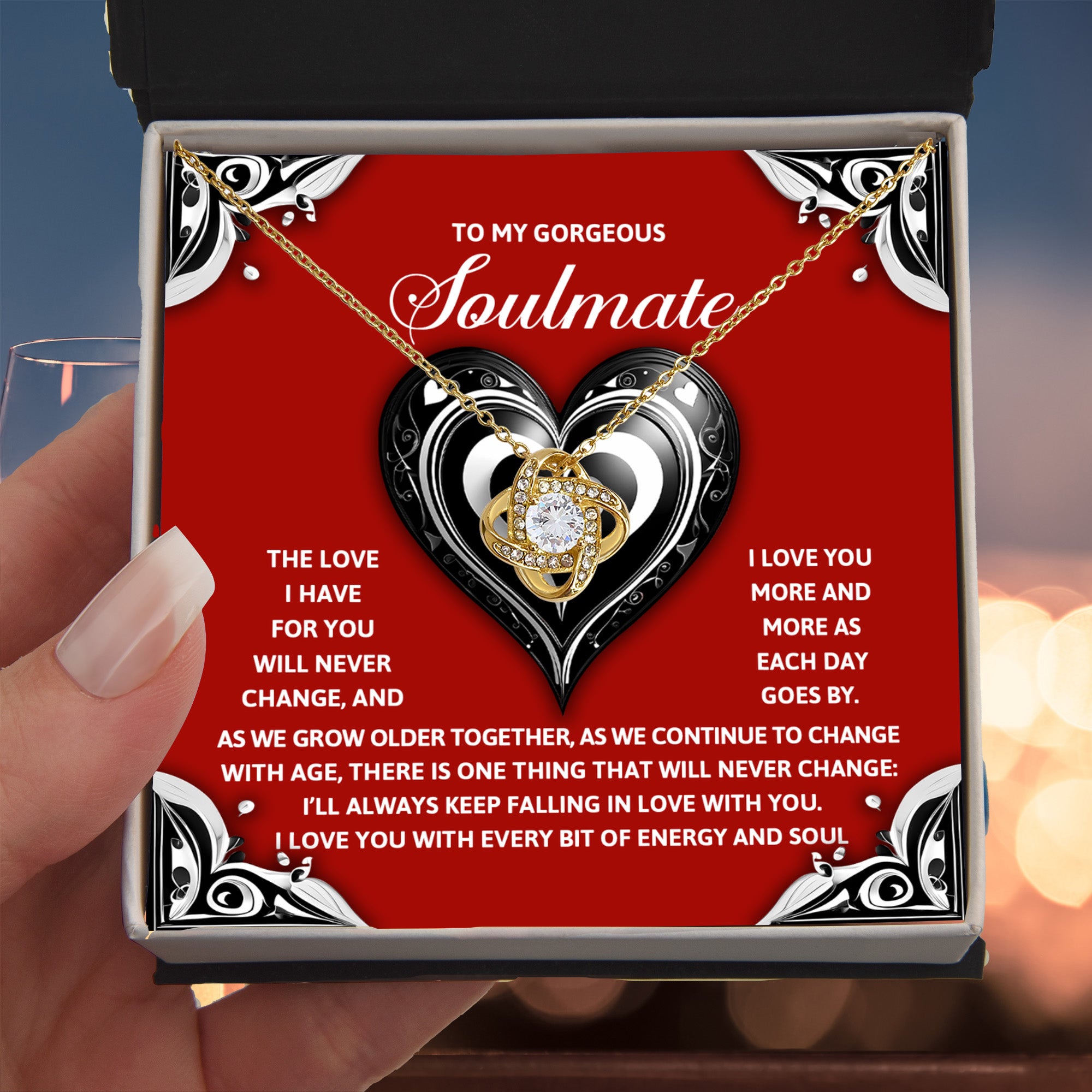 To My Gorgeous Soulmate - Love Knot Necklace – A Romantic Gift to Celebrate Everlasting Love - Mallard Moon Gift Shop