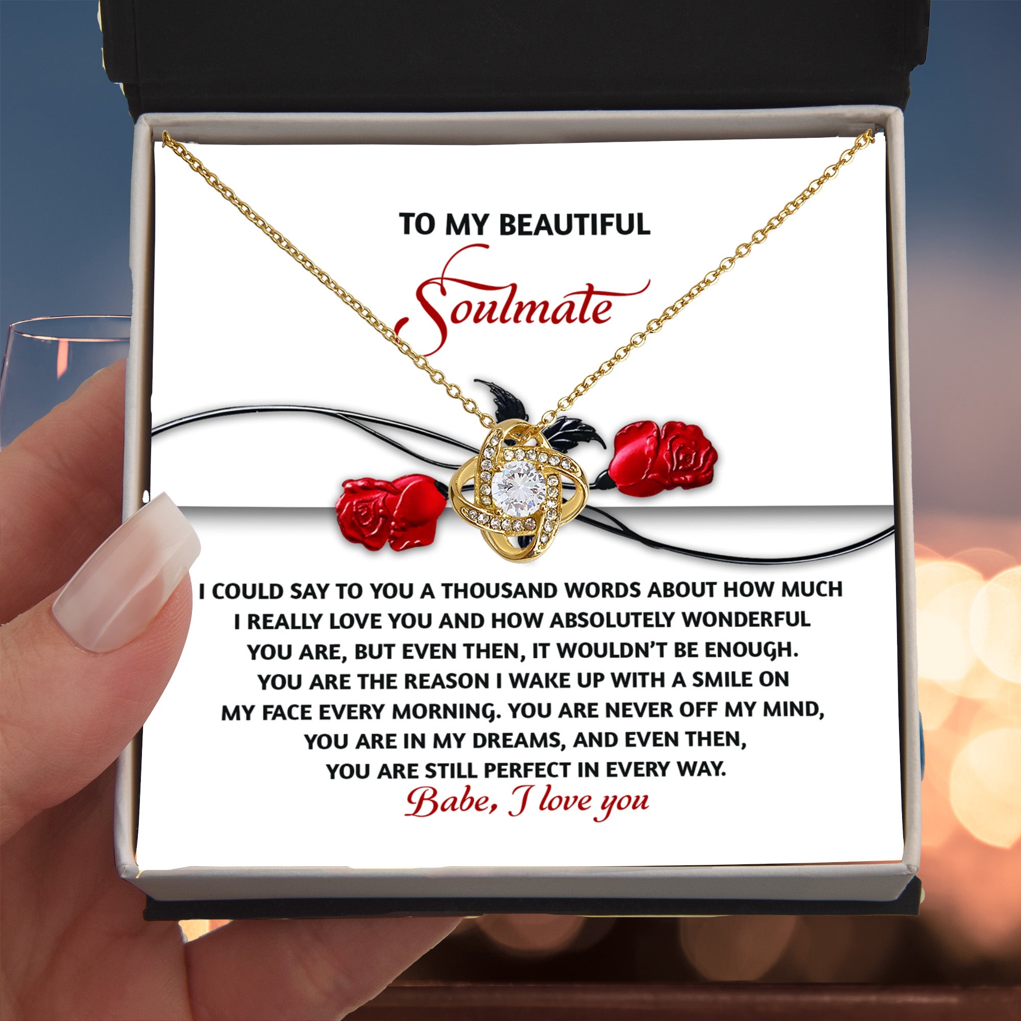 Romantic Anniversary, Valentine's Day Gift for Soulmate, Wife, Girlfriend - Wake Up With a Smile - Love Knot Pendant Necklace - Mallard Moon Gift Shop