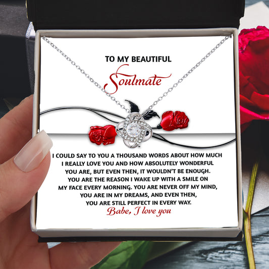 Romantic Anniversary, Valentine's Day Gift for Soulmate, Wife, Girlfriend - Wake Up With a Smile - Love Knot Pendant Necklace
