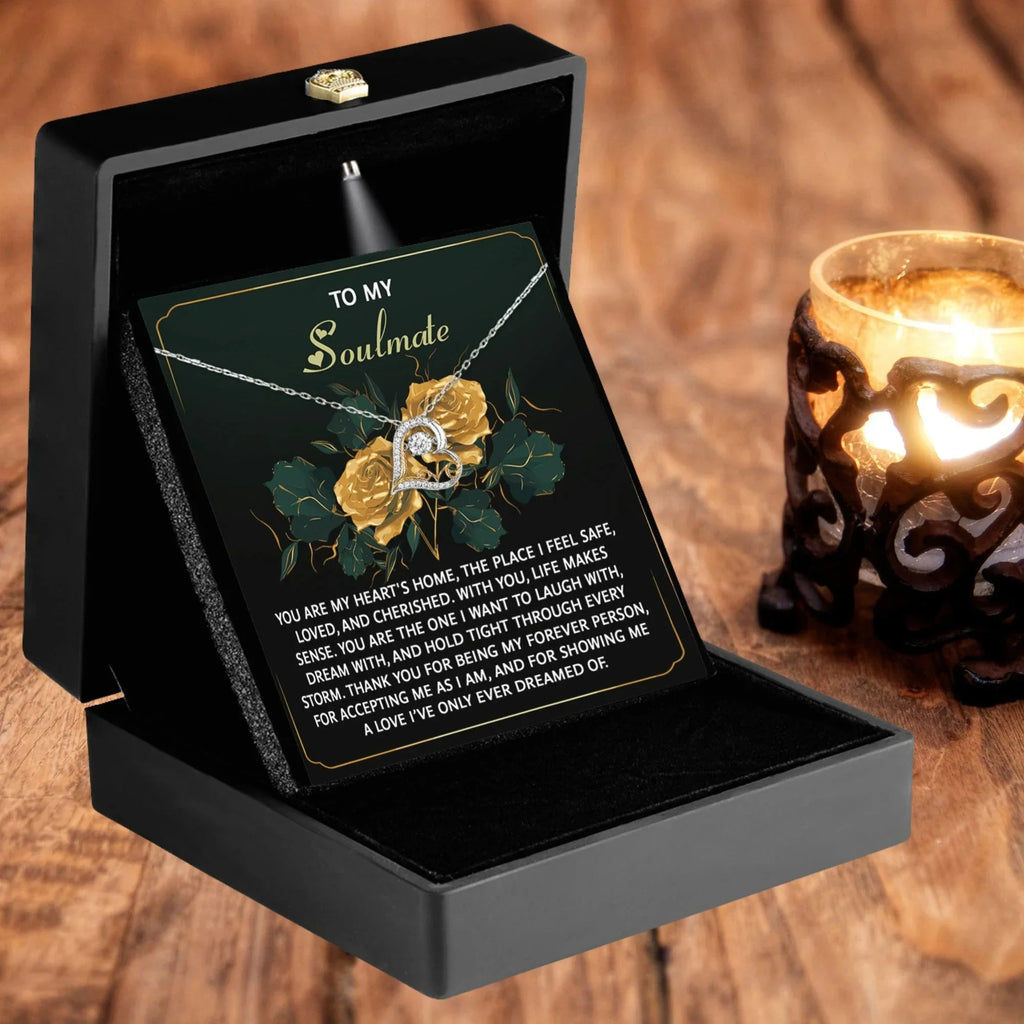 To My Soulmate - Love Dancing Heart Necklace – A Romantic Gift of Appreciation for Your Forever Person
