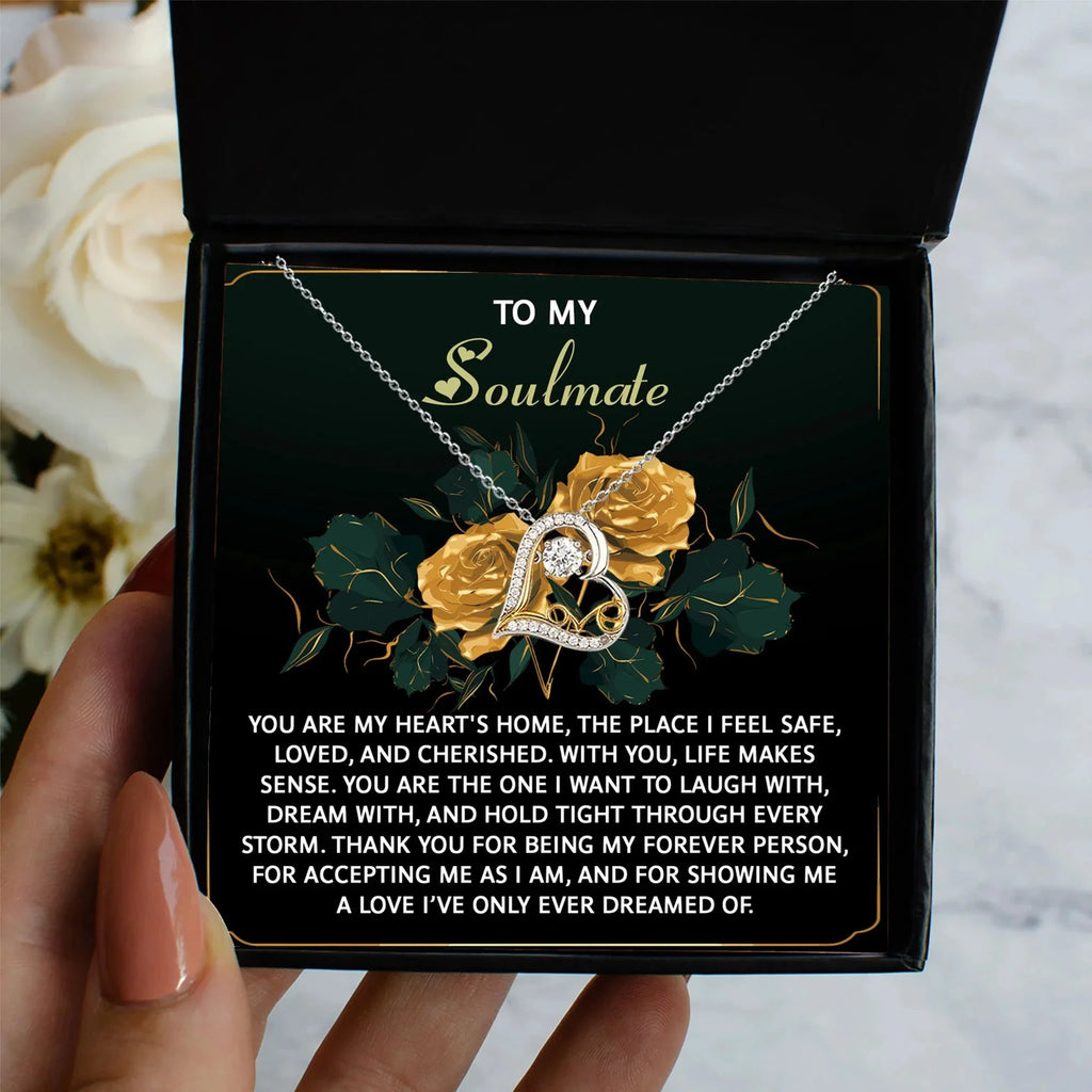 To My Soulmate - Love Dancing Heart Necklace – A Romantic Gift of Appreciation for Your Forever Person