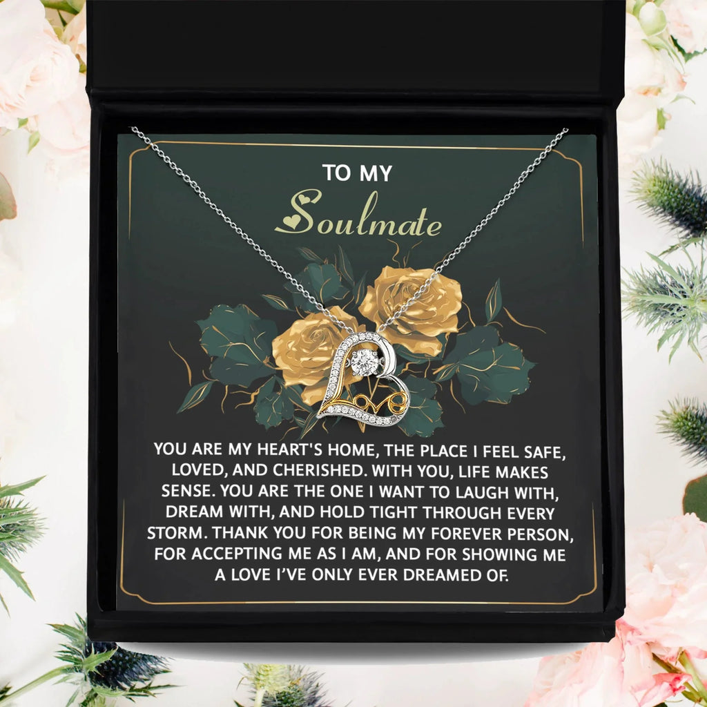 To My Soulmate - Love Dancing Heart Necklace – A Romantic Gift of Appreciation for Your Forever Person
