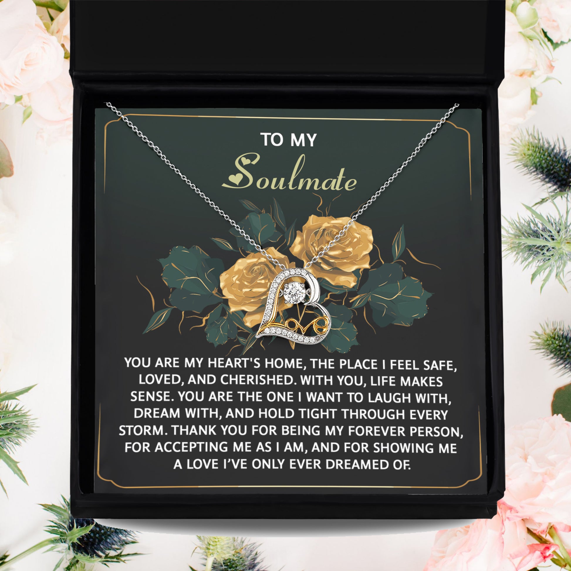 To My Soulmate - Love Dancing Heart Necklace – A Romantic Gift of Appreciation for Your Forever Person - Mallard Moon Gift Shop