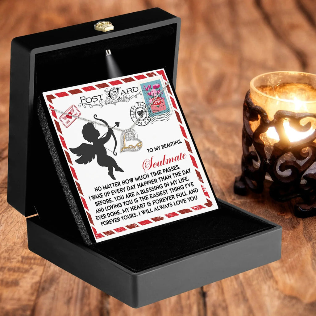 To My Beautiful Soulmate - Love Dancing Heart Necklace – A Heartwarming Valentine’s Day Gift to Express Eternal Love