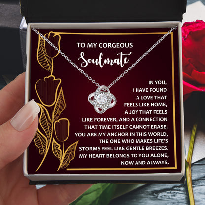 Romantic Anniversary, Valentine's Day Gift for Soulmate, Wife, Girlfriend - Life’s Storms Feel Like Gentle Breezes - Love Knot Pendant Necklace - Mallard Moon Gift Shop