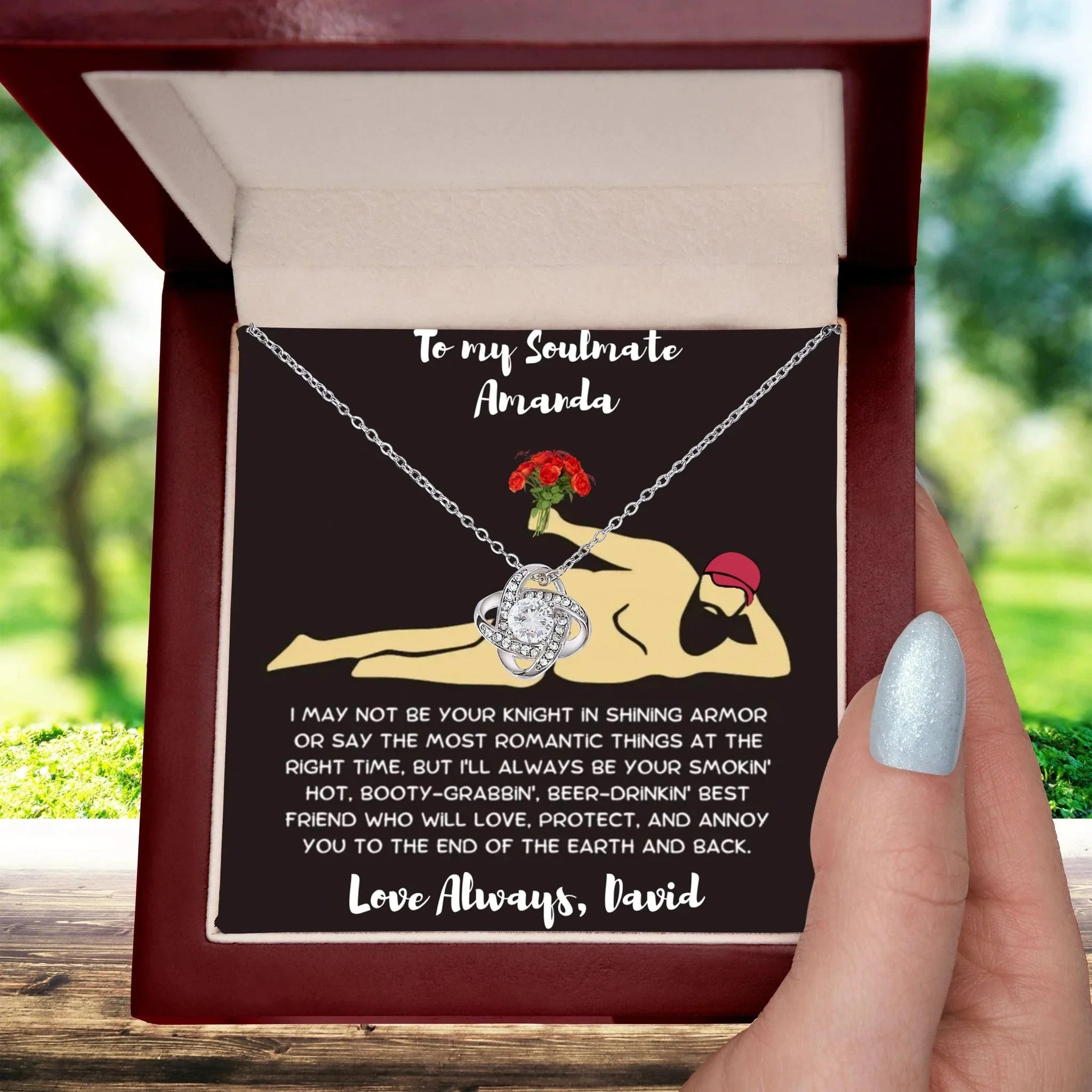 Soulmate Gift Knight in Shining Armor Personalized Love Knot Necklace