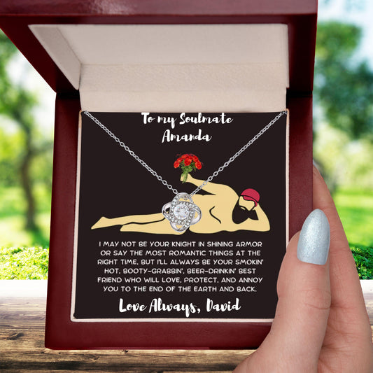 Soulmate Gift Knight in Shining Armor Personalized Love Knot Necklace - Mallard Moon Gift Shop