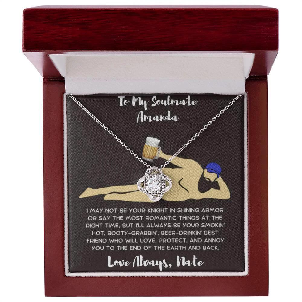 Soulmate Gift Knight in Shining Armor Personalized Love Knot Necklace