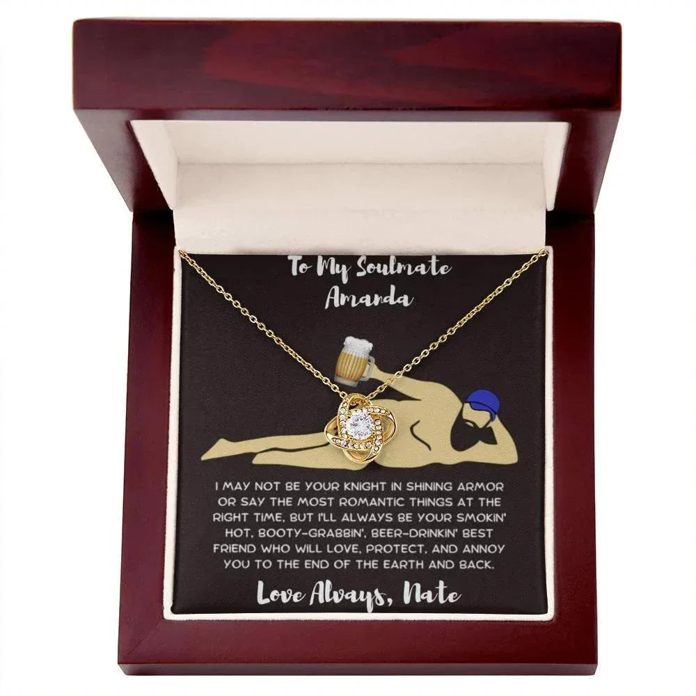 Soulmate Gift Knight in Shining Armor Personalized Love Knot Necklace