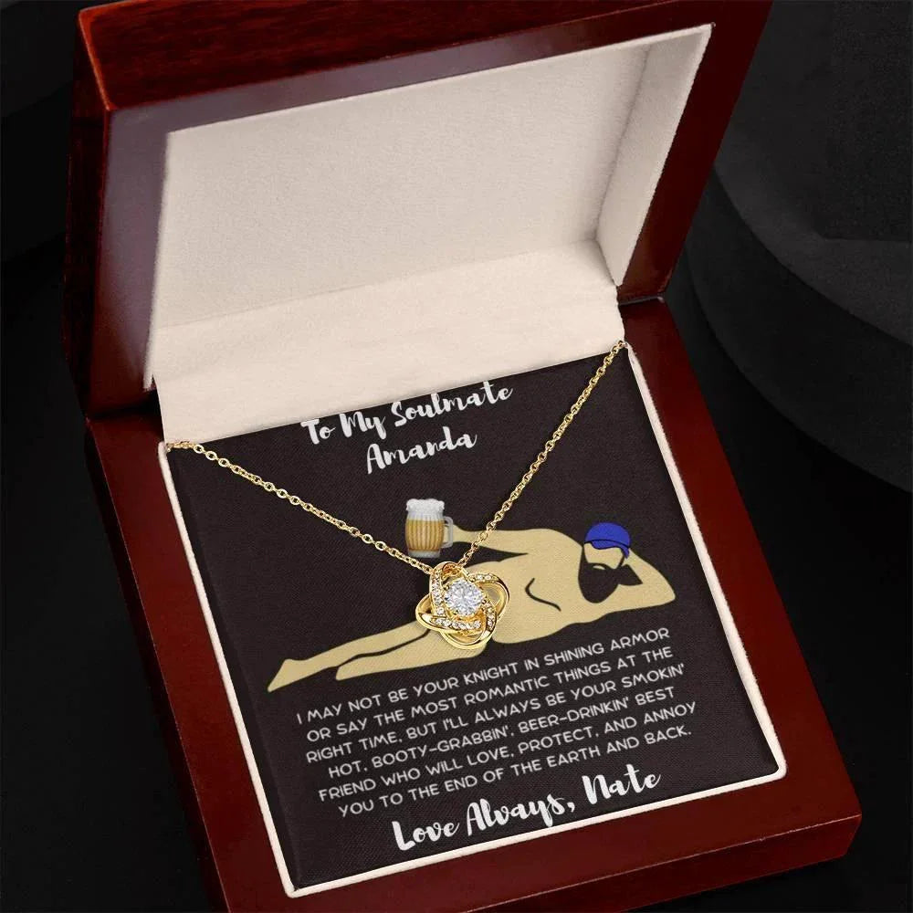 Soulmate Gift Knight in Shining Armor Personalized Love Knot Necklace