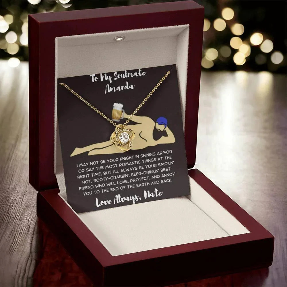 Soulmate Gift Knight in Shining Armor Personalized Love Knot Necklace