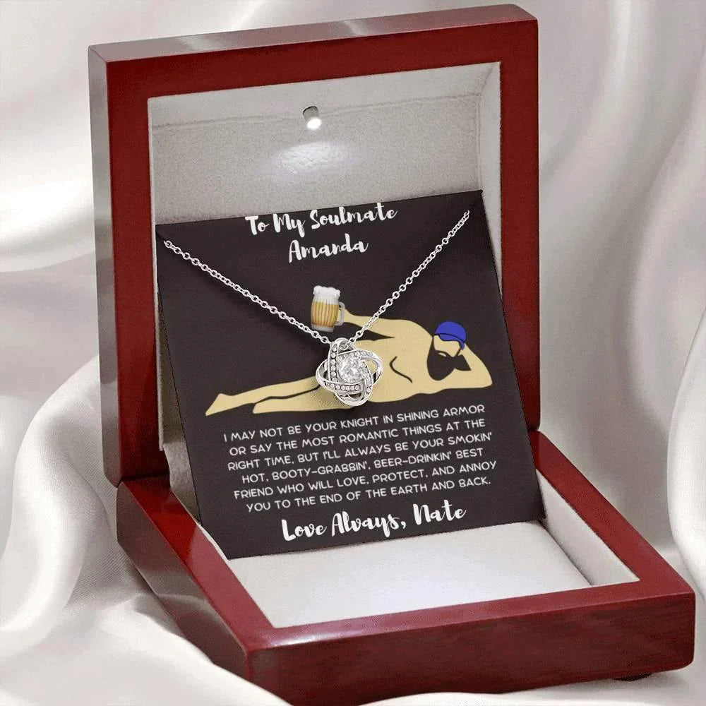Soulmate Gift Knight in Shining Armor Personalized Love Knot Necklace