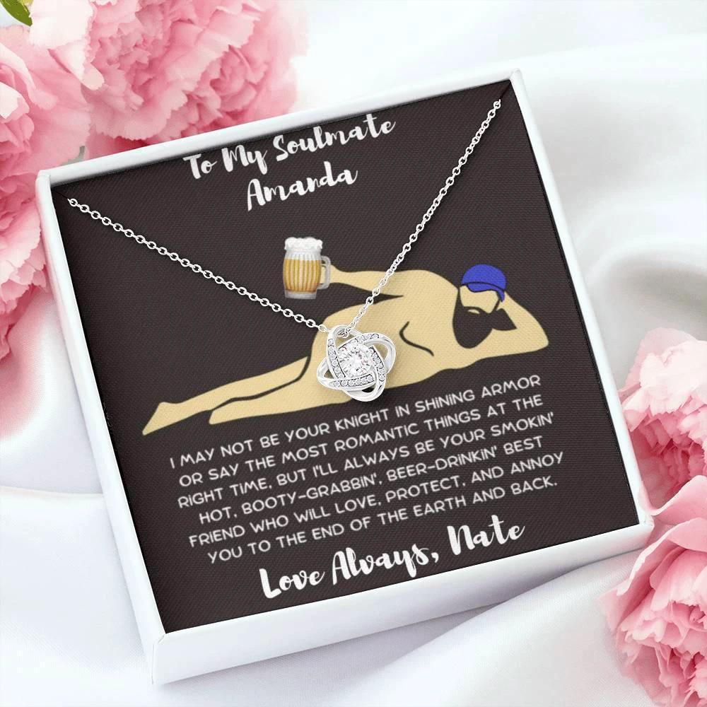 Soulmate Gift Knight in Shining Armor Personalized Love Knot Necklace