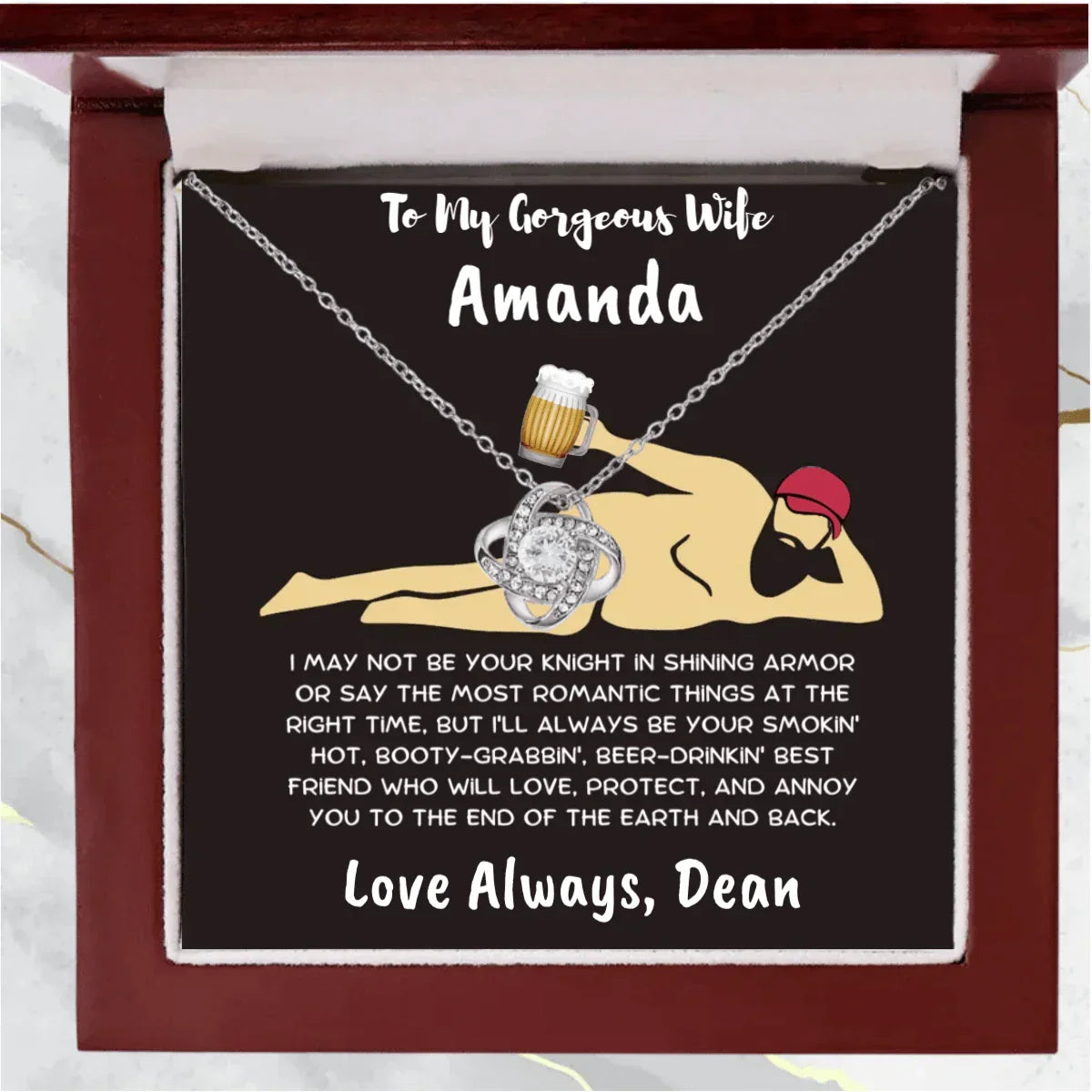 Soulmate Gift Knight in Shining Armor Personalized Love Knot Necklace