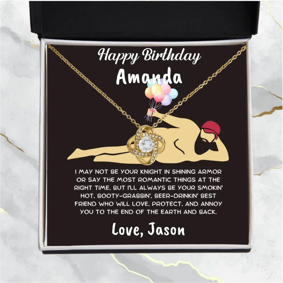 Soulmate Gift Knight in Shining Armor Personalized Love Knot Necklace