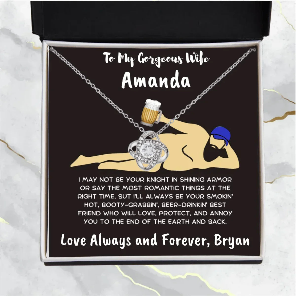 Soulmate Gift Knight in Shining Armor Personalized Love Knot Necklace