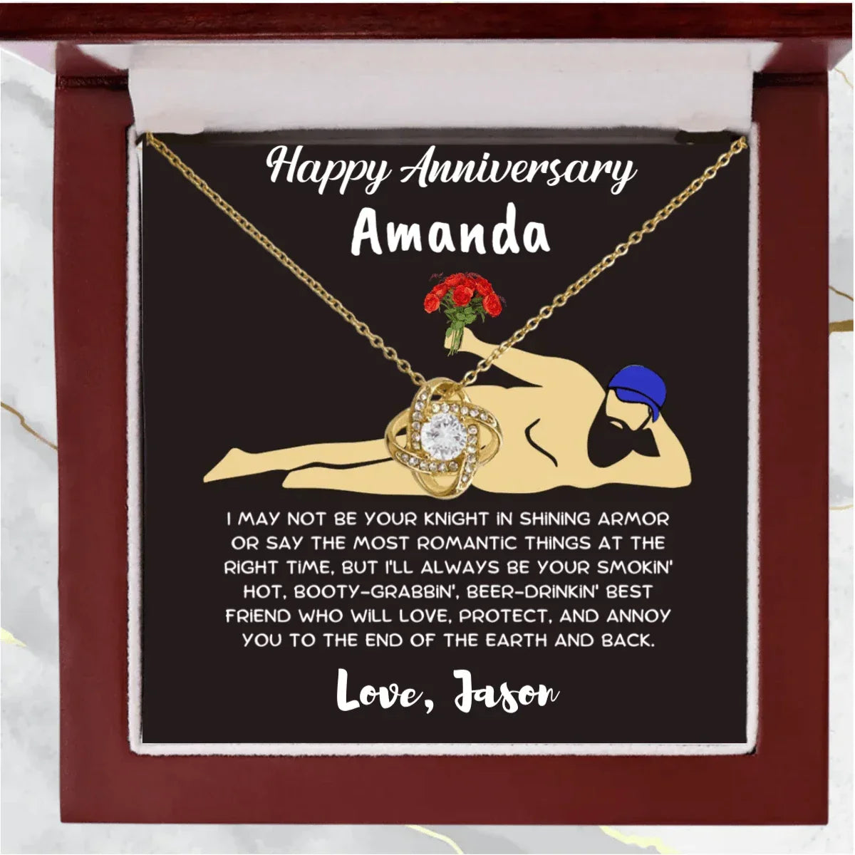 Soulmate Gift Knight in Shining Armor Personalized Love Knot Necklace