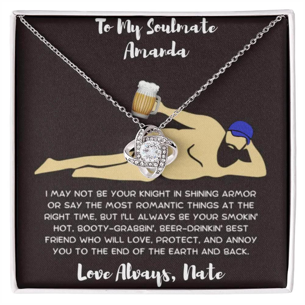 Soulmate Gift Knight in Shining Armor Personalized Love Knot Necklace