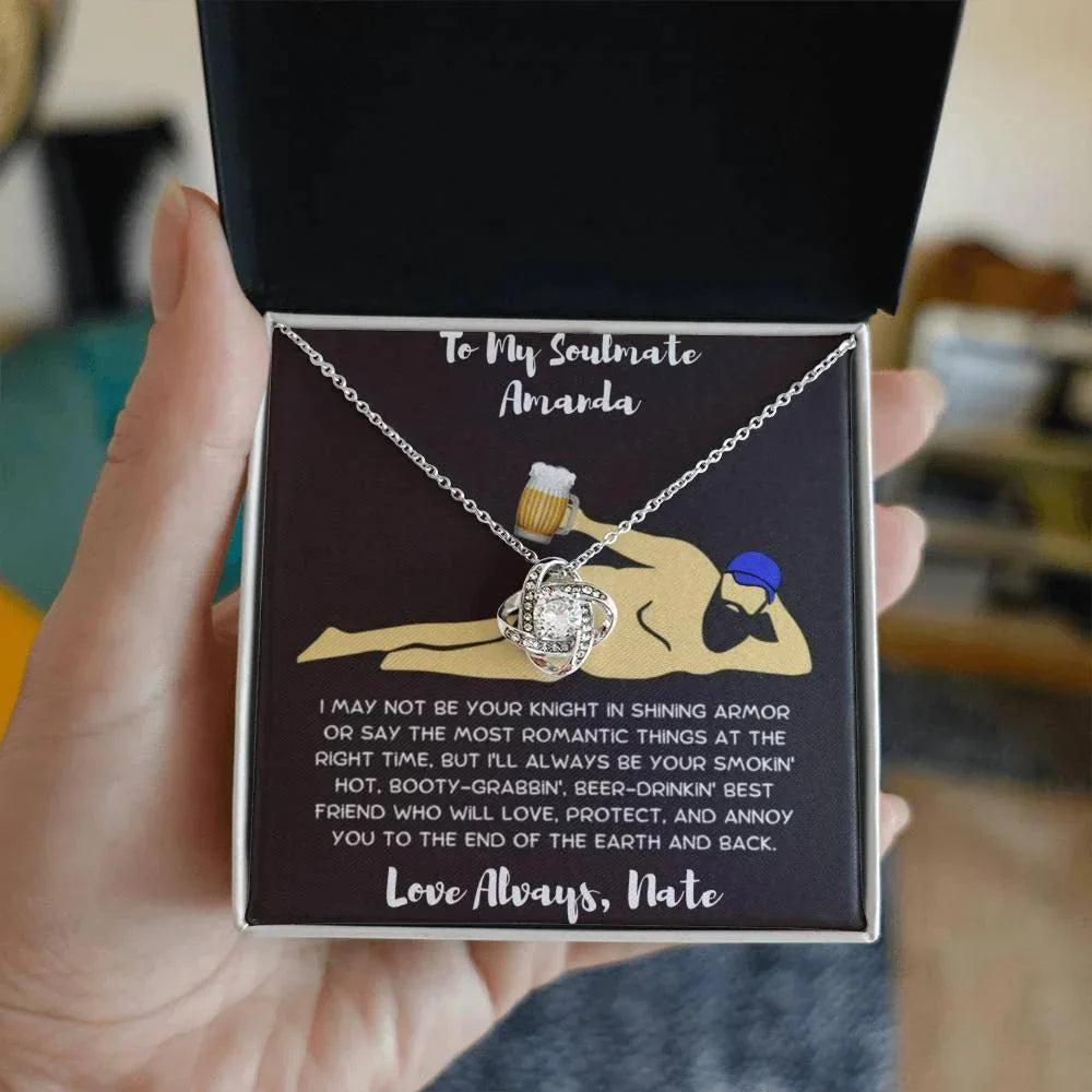Soulmate Gift Knight in Shining Armor Personalized Love Knot Necklace