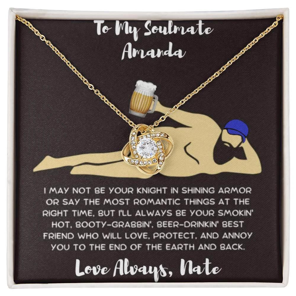 Soulmate Gift Knight in Shining Armor Personalized Love Knot Necklace