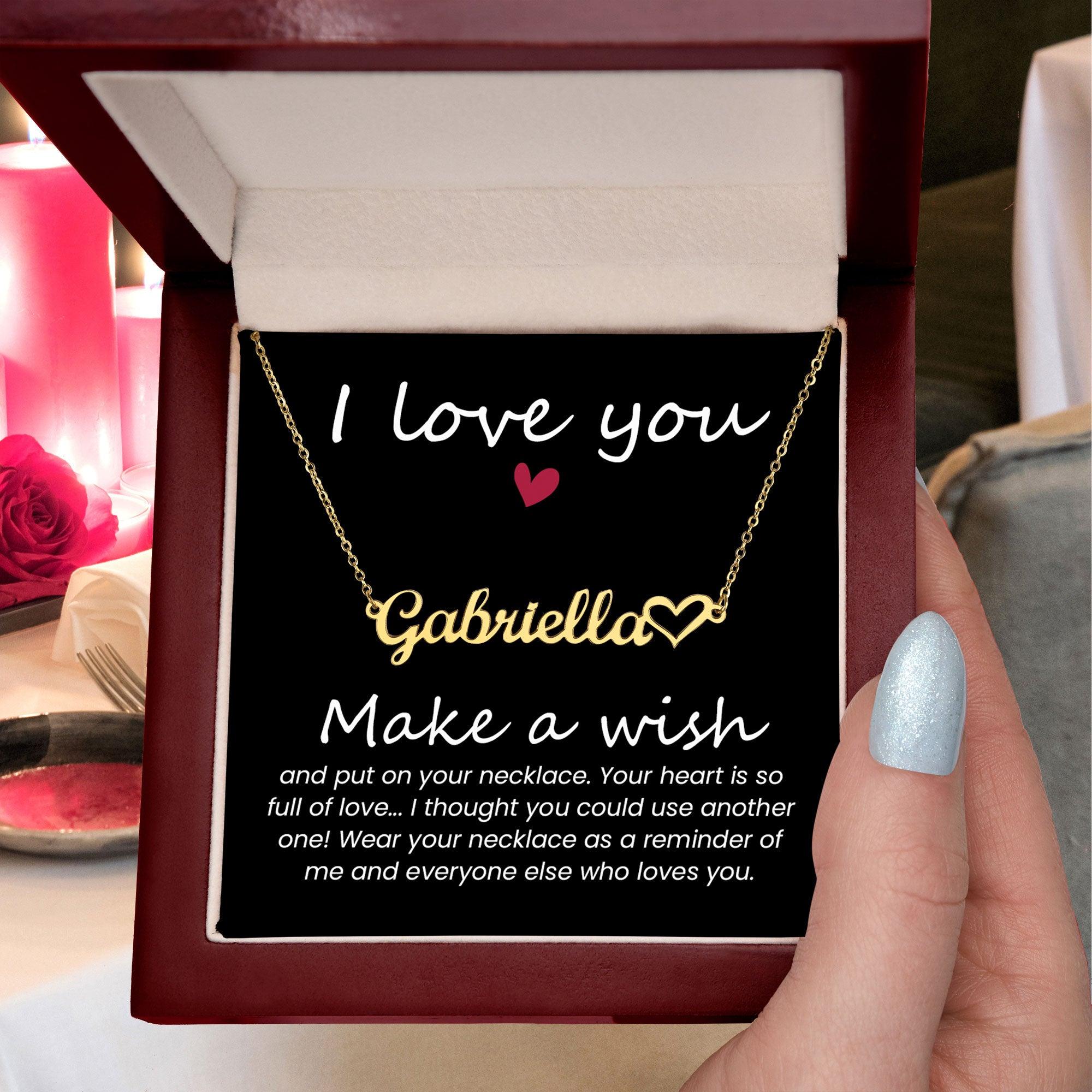Soulmate Gift Make a Wish Your Heart is Full of Love Personalized Name Necklace - Mallard Moon Gift Shop