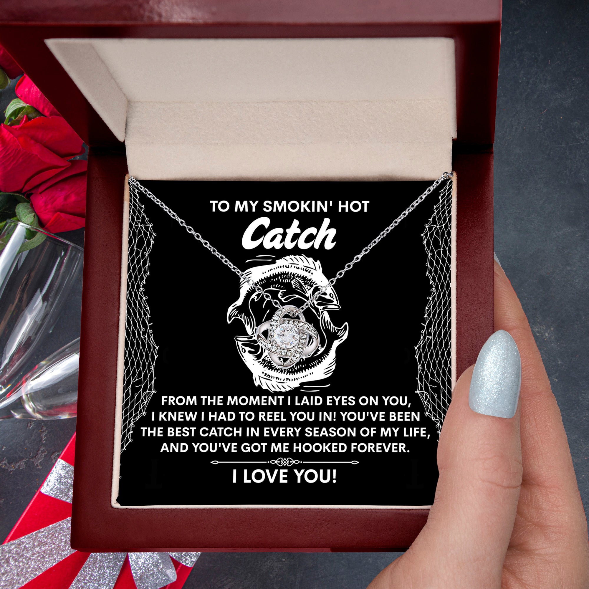 Gift for Soulmate - Got Me Hooked - Love Knot Pendant Necklace - Mallard Moon Gift Shop