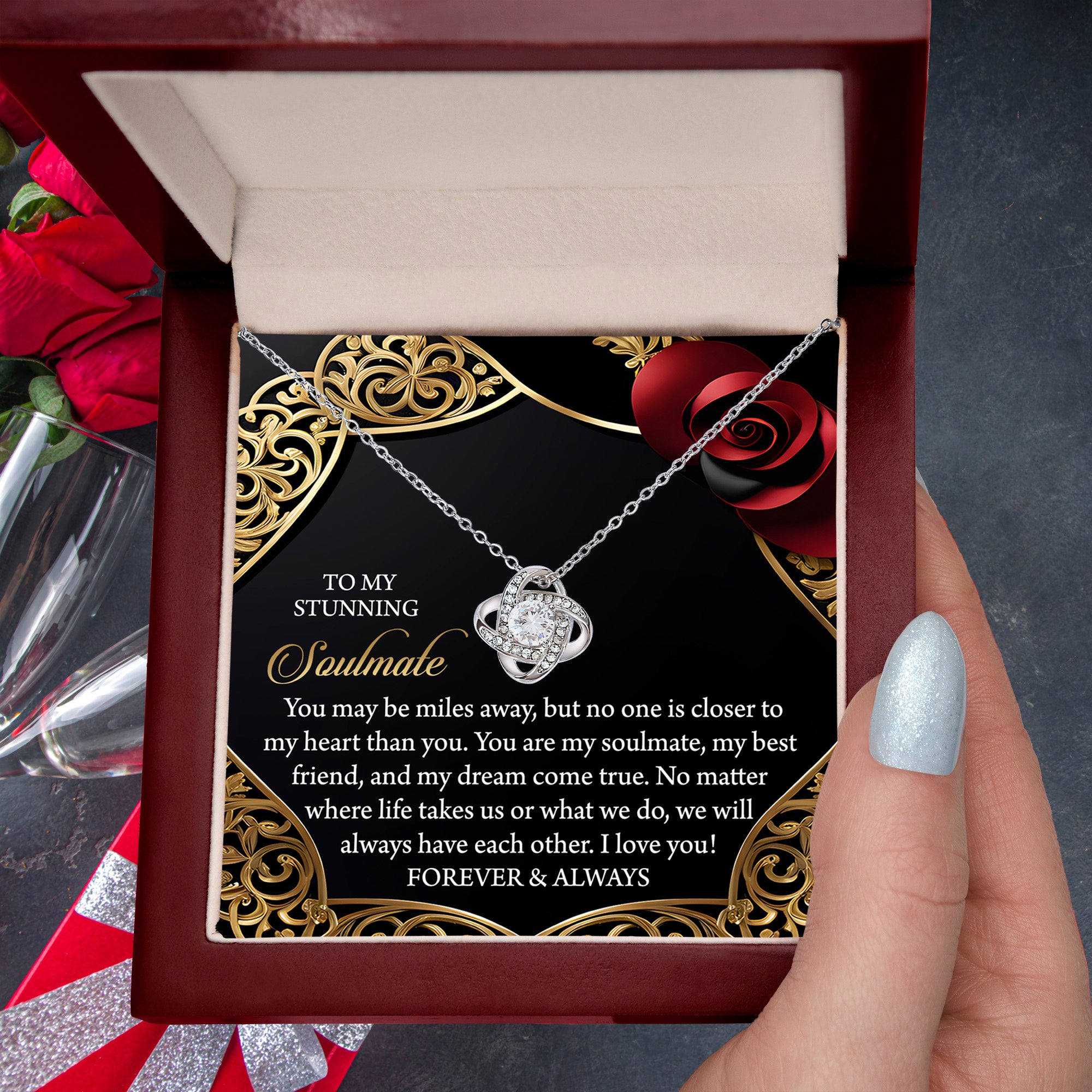 To My Stunning Soulmate - Love Knot Necklace – A Gift to Celebrate Forever and Always - Mallard Moon Gift Shop
