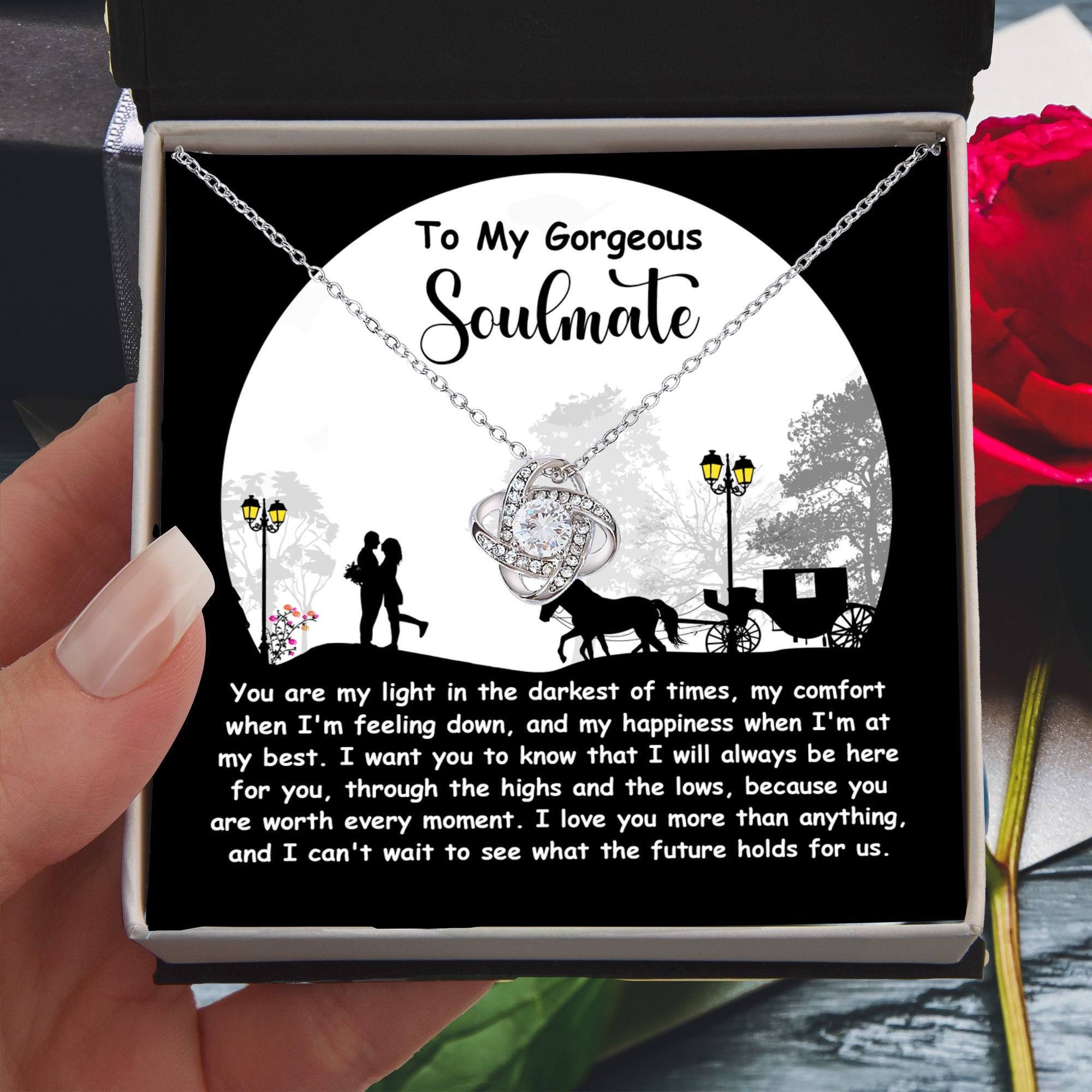 Romantic Anniversary, Valentine's Day Gift for Soulmate, Wife, Girlfriend - Light Of My Life - Love Knot Pendant Necklace - Mallard Moon Gift Shop