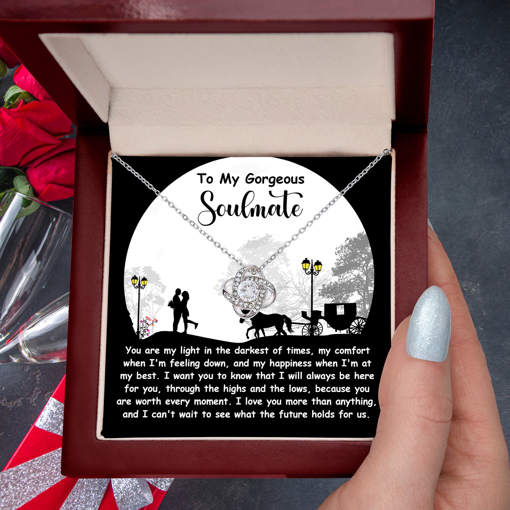 Romantic Anniversary, Valentine's Day Gift for Soulmate, Wife, Girlfriend - Light Of My Life - Love Knot Pendant Necklace - Mallard Moon Gift Shop