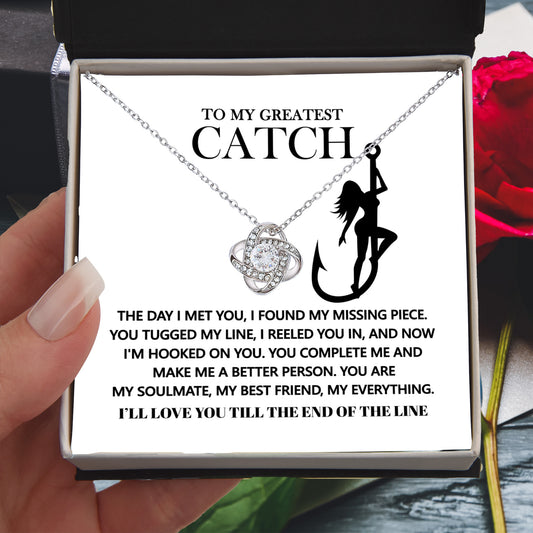 Gift for Soulmate - Hooked On You - Love Knot Pendant Necklace - Mallard Moon Gift Shop