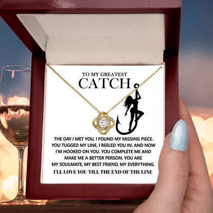 Gift for Soulmate - Hooked On You - Love Knot Pendant Necklace - Mallard Moon Gift Shop