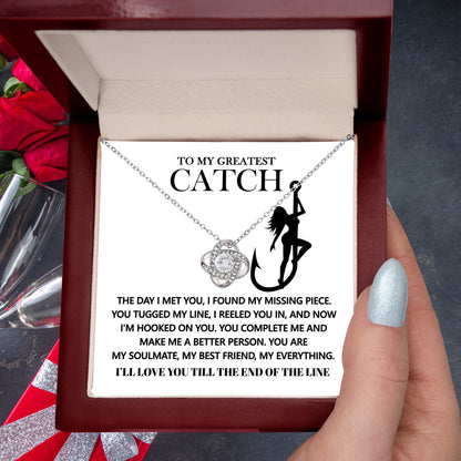 Gift for Soulmate - Hooked On You - Love Knot Pendant Necklace - Mallard Moon Gift Shop