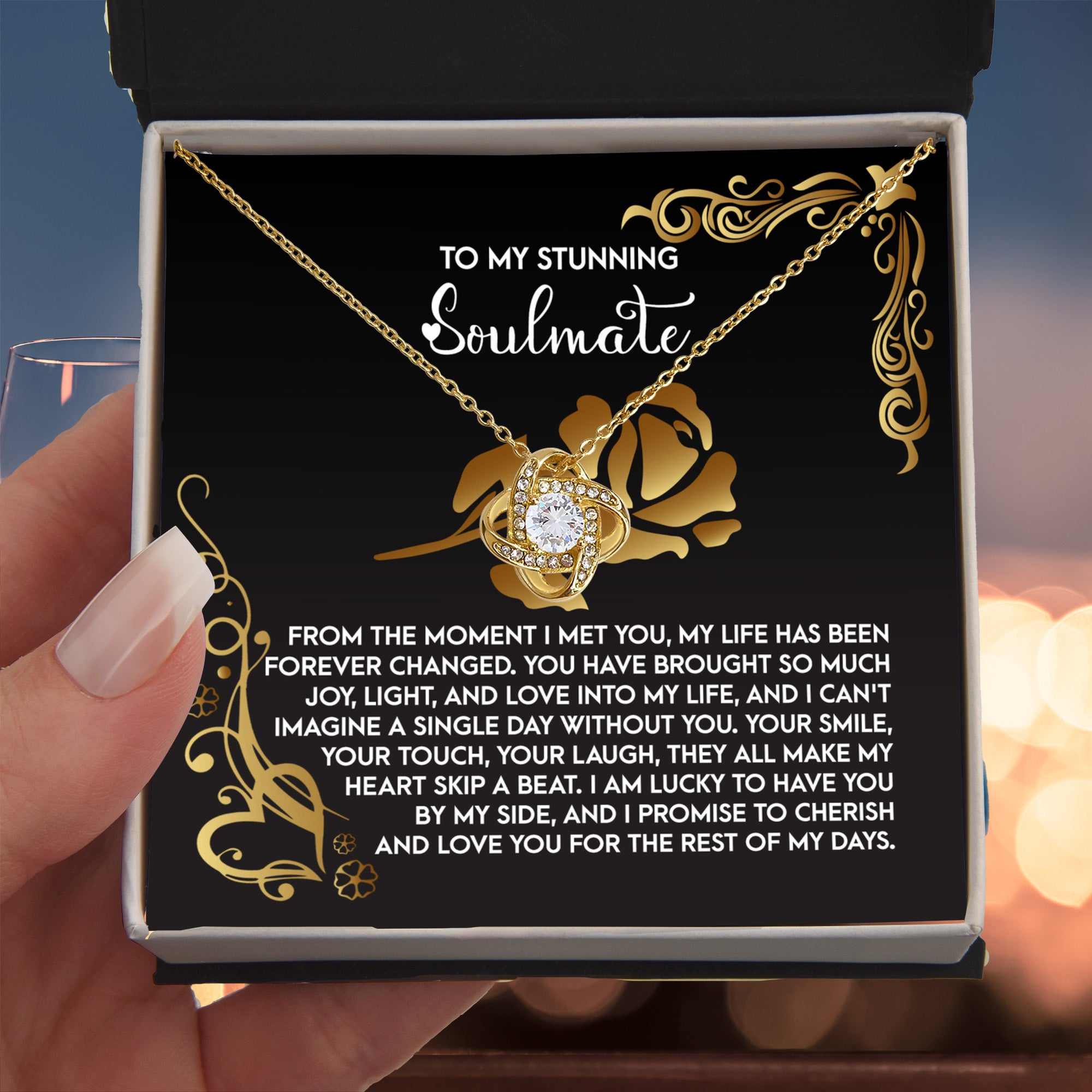 To My Stunning Soulmate - Love Knot Necklace – A Romantic Gift to Celebrate Joy, Love, and Forever Devotion - Mallard Moon Gift Shop