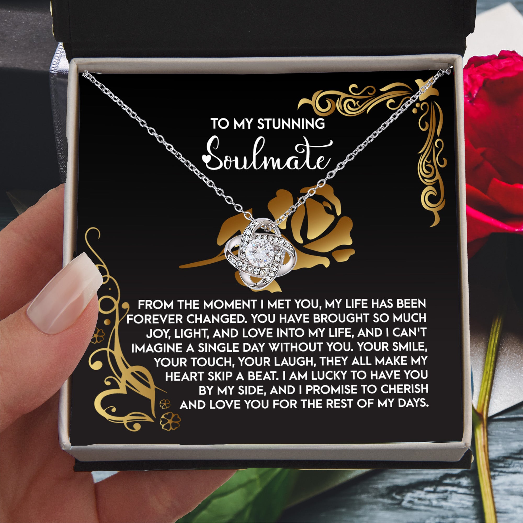 To My Stunning Soulmate - Love Knot Necklace – A Romantic Gift to Celebrate Joy, Love, and Forever Devotion - Mallard Moon Gift Shop