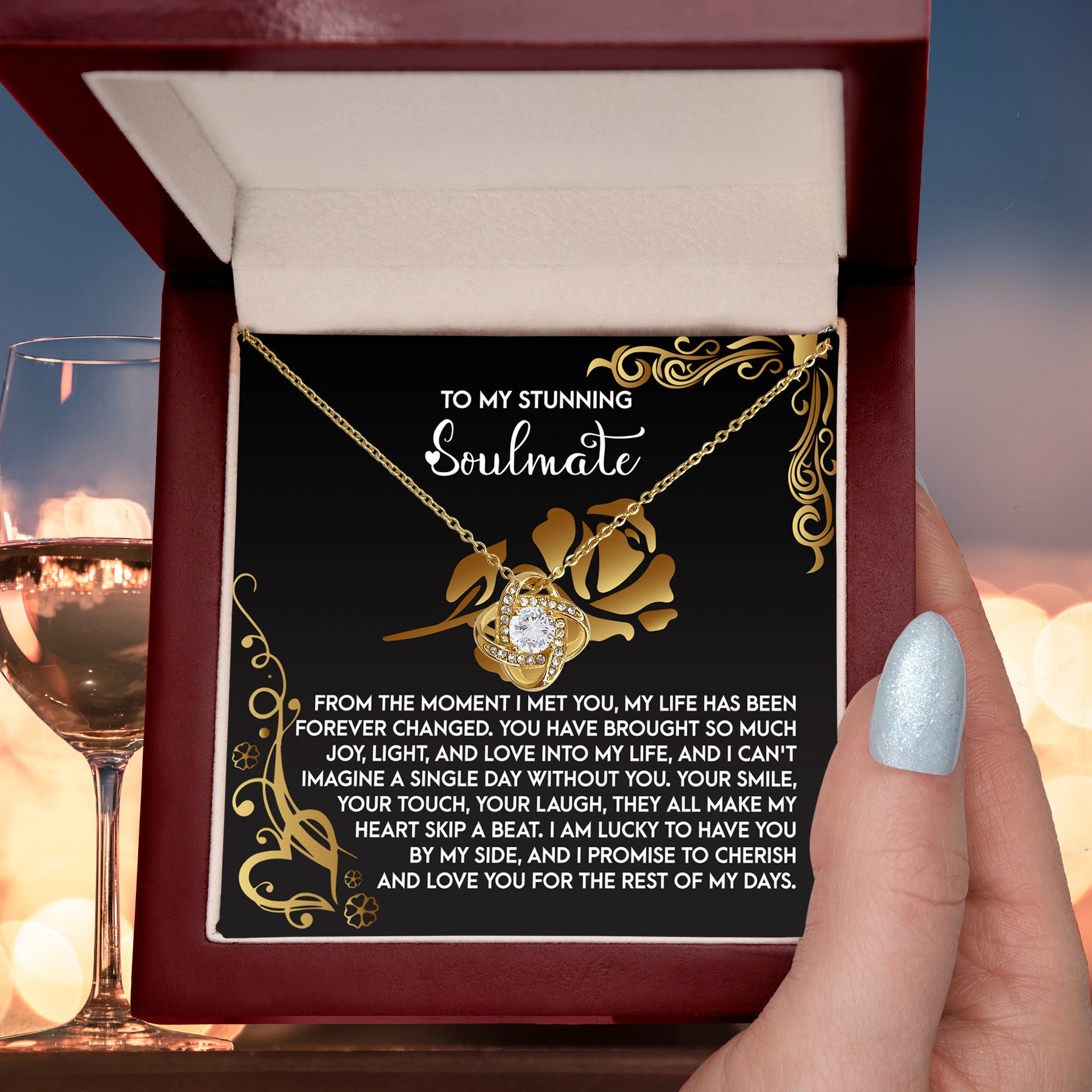 To My Stunning Soulmate - Love Knot Necklace – A Romantic Gift to Celebrate Joy, Love, and Forever Devotion - Mallard Moon Gift Shop