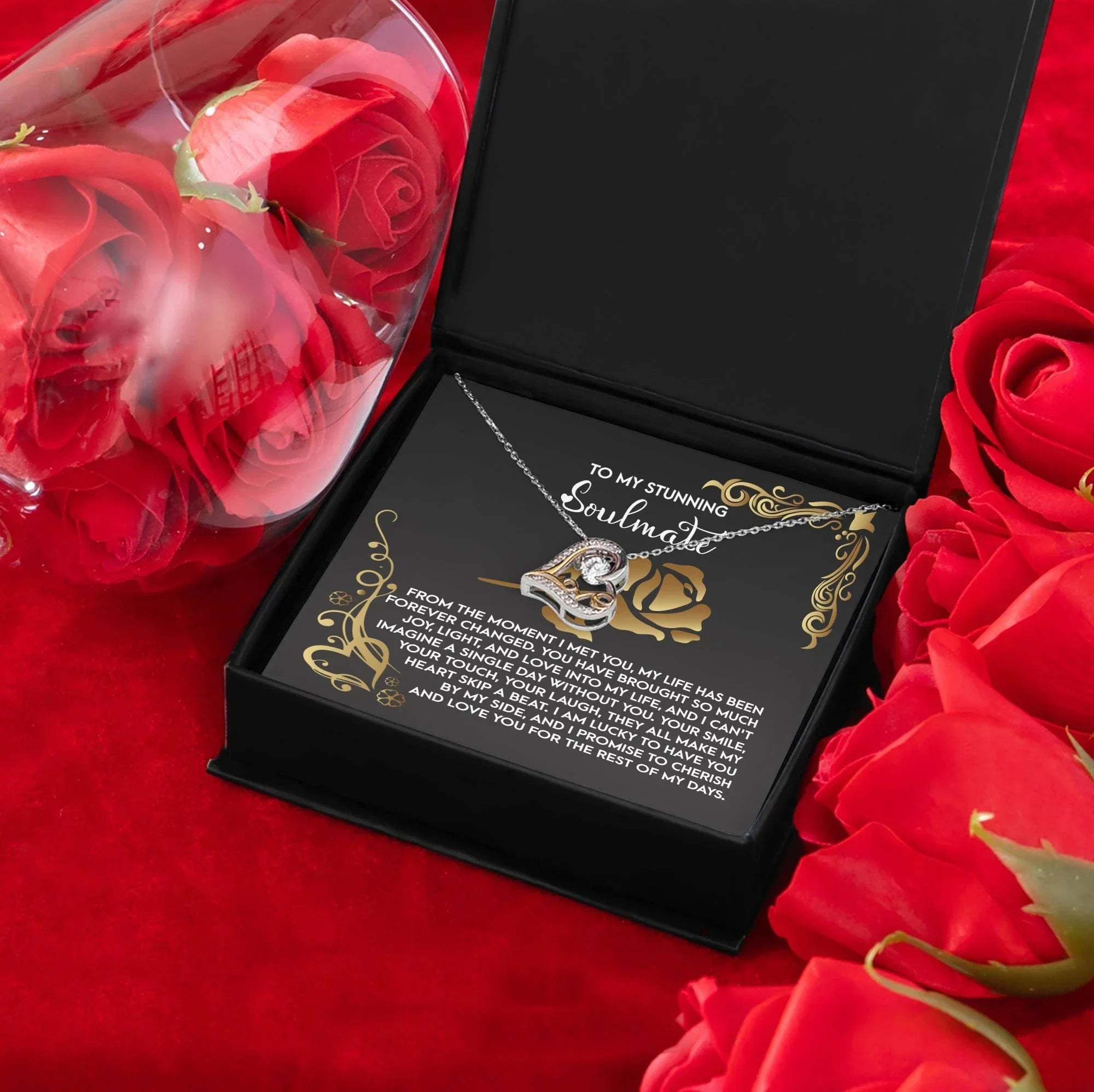 To My Stunning Soulmate - Love Dancing Heart Necklace – A Romantic Gift to Celebrate Joy, Love, and Forever Devotion