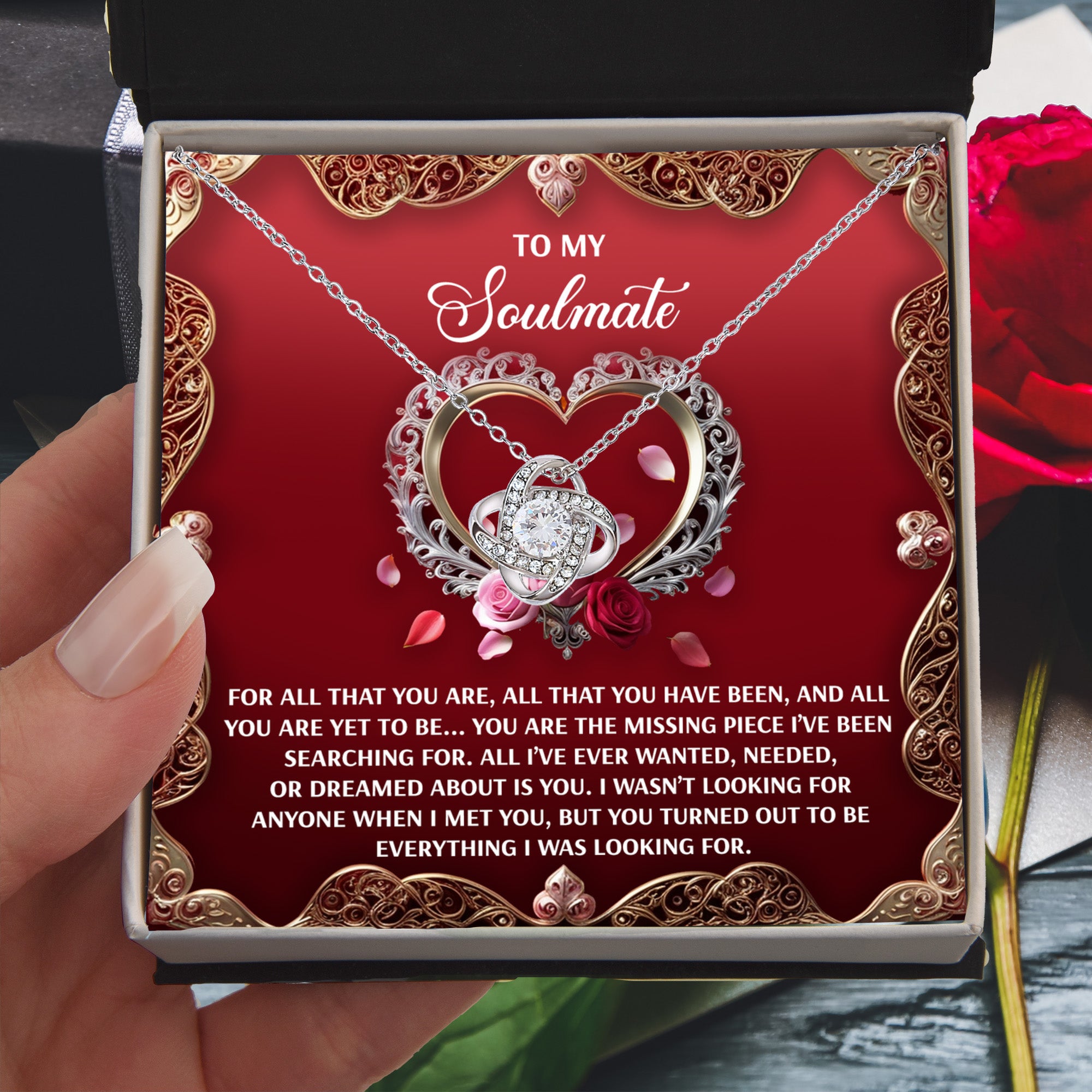 Gift for Soulmate - I Met You - Love Knot Pendant Necklace - Mallard Moon Gift Shop