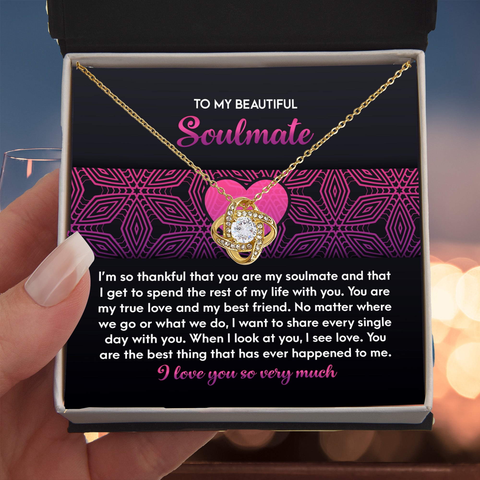 To My Beautiful Soulmate - Love Knot Necklace – A Romantic Gift for Your True Love and Best Friend - Mallard Moon Gift Shop