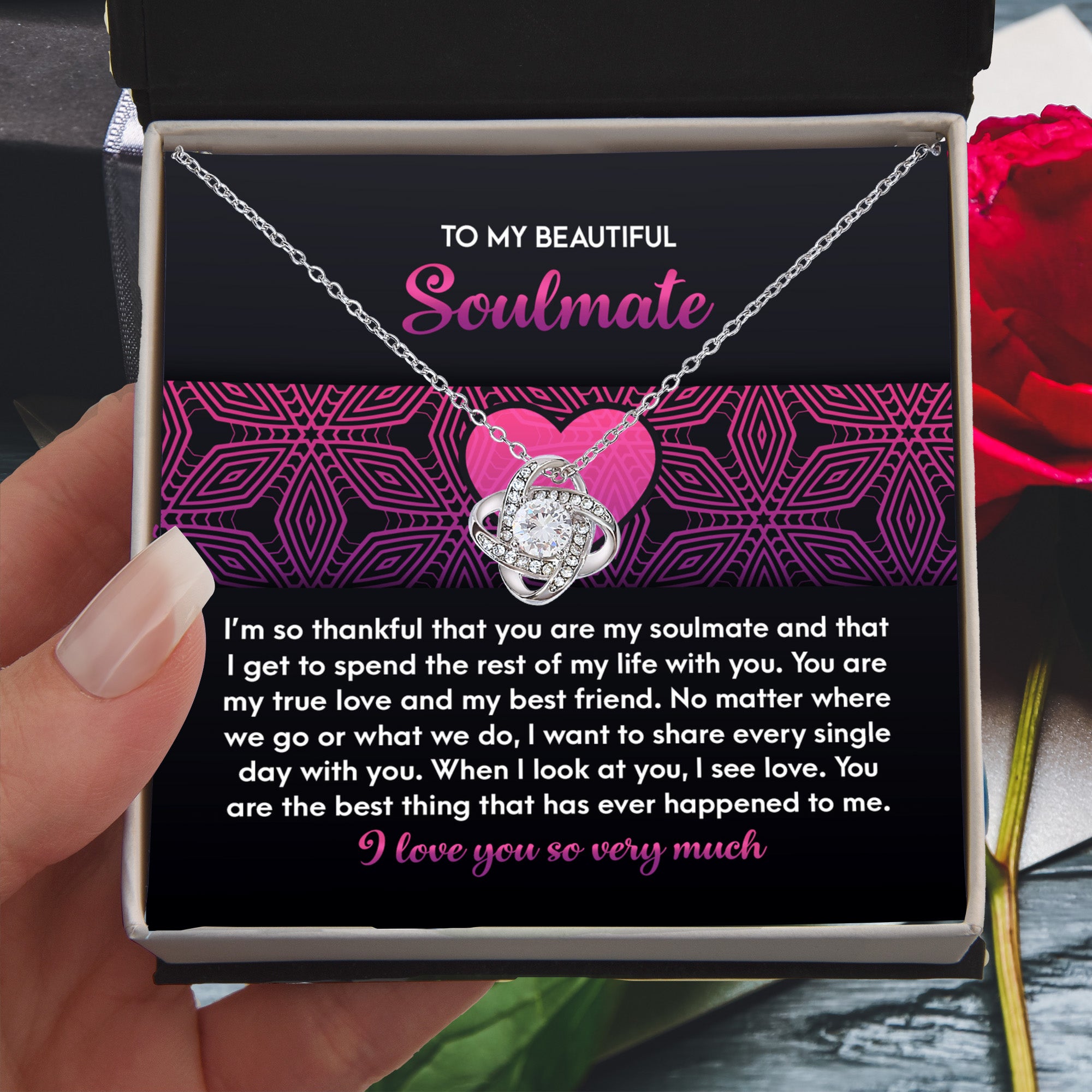 To My Beautiful Soulmate - Love Knot Necklace – A Romantic Gift for Your True Love and Best Friend - Mallard Moon Gift Shop