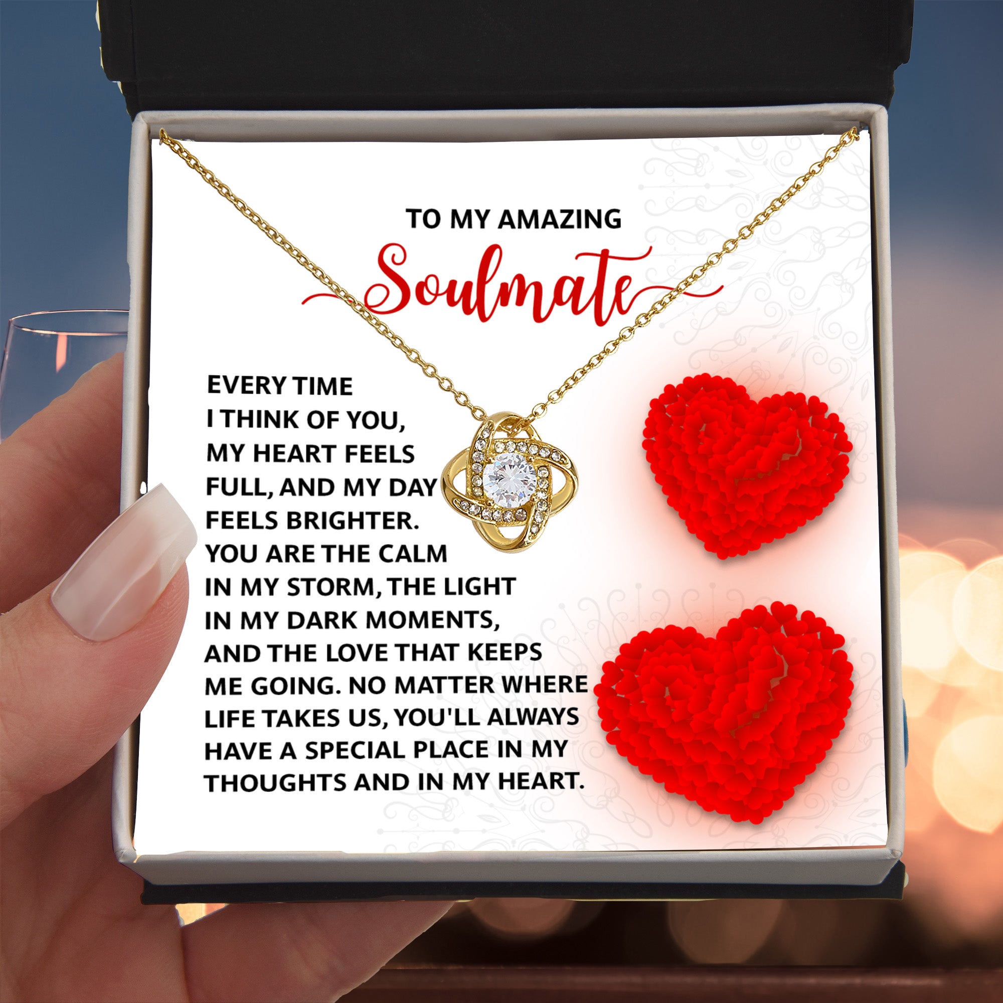 Romantic Anniversary, Valentine's Day Gift for Soulmate, Wife, Girlfriend - Place In My Heart - Love Knot Pendant Necklace - Mallard Moon Gift Shop