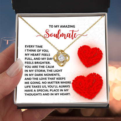 Romantic Anniversary, Valentine's Day Gift for Soulmate, Wife, Girlfriend - Place In My Heart - Love Knot Pendant Necklace - Mallard Moon Gift Shop