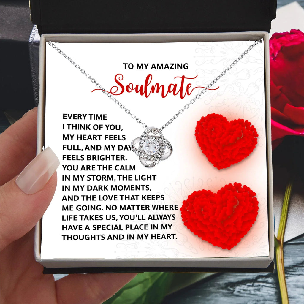 Romantic Anniversary, Valentine's Day Gift for Soulmate, Wife, Girlfriend - Place In My Heart - Love Knot Pendant Necklace