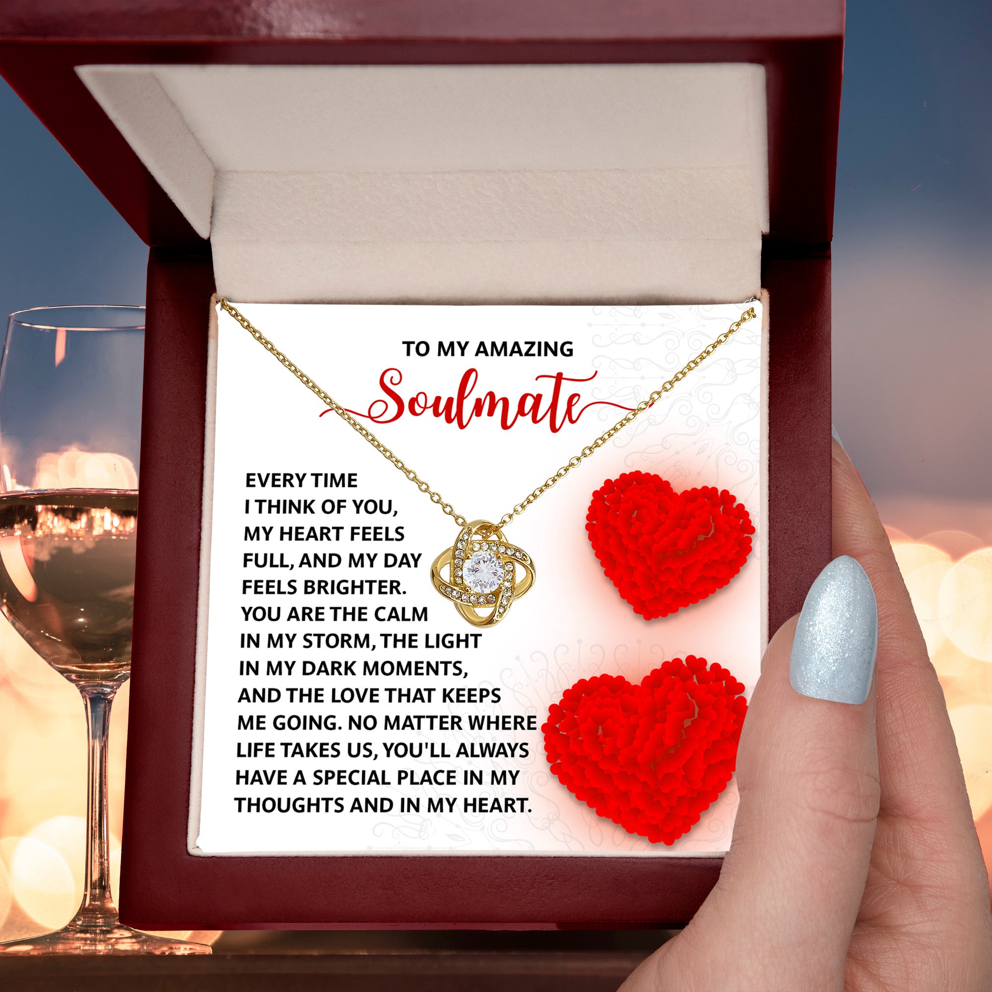 Romantic Anniversary, Valentine's Day Gift for Soulmate, Wife, Girlfriend - Place In My Heart - Love Knot Pendant Necklace - Mallard Moon Gift Shop