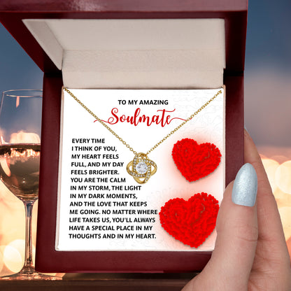 Romantic Anniversary, Valentine's Day Gift for Soulmate, Wife, Girlfriend - Place In My Heart - Love Knot Pendant Necklace - Mallard Moon Gift Shop