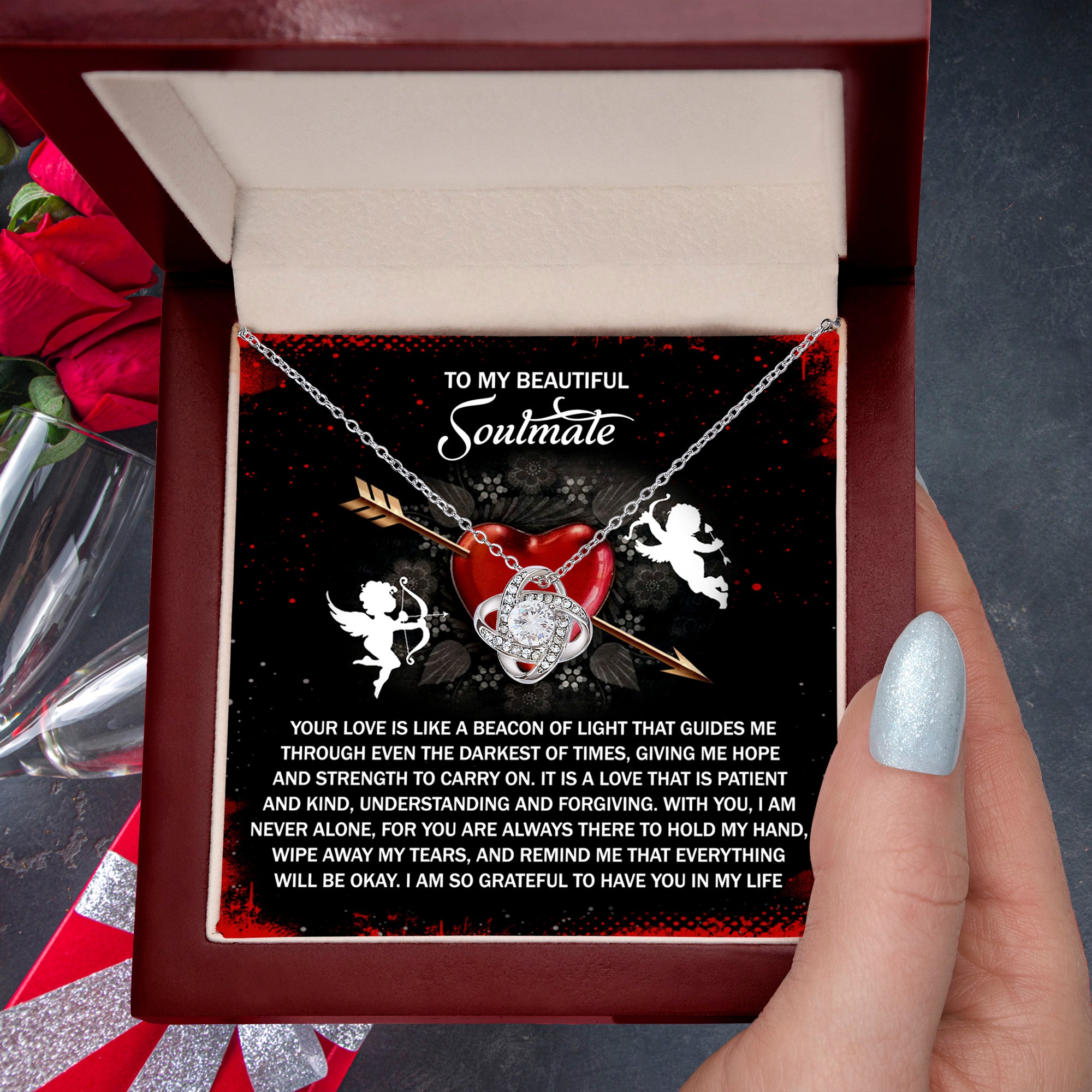 Gift for Soulmate - Beacon of Light - Love Knot Pendant Necklace - Mallard Moon Gift Shop