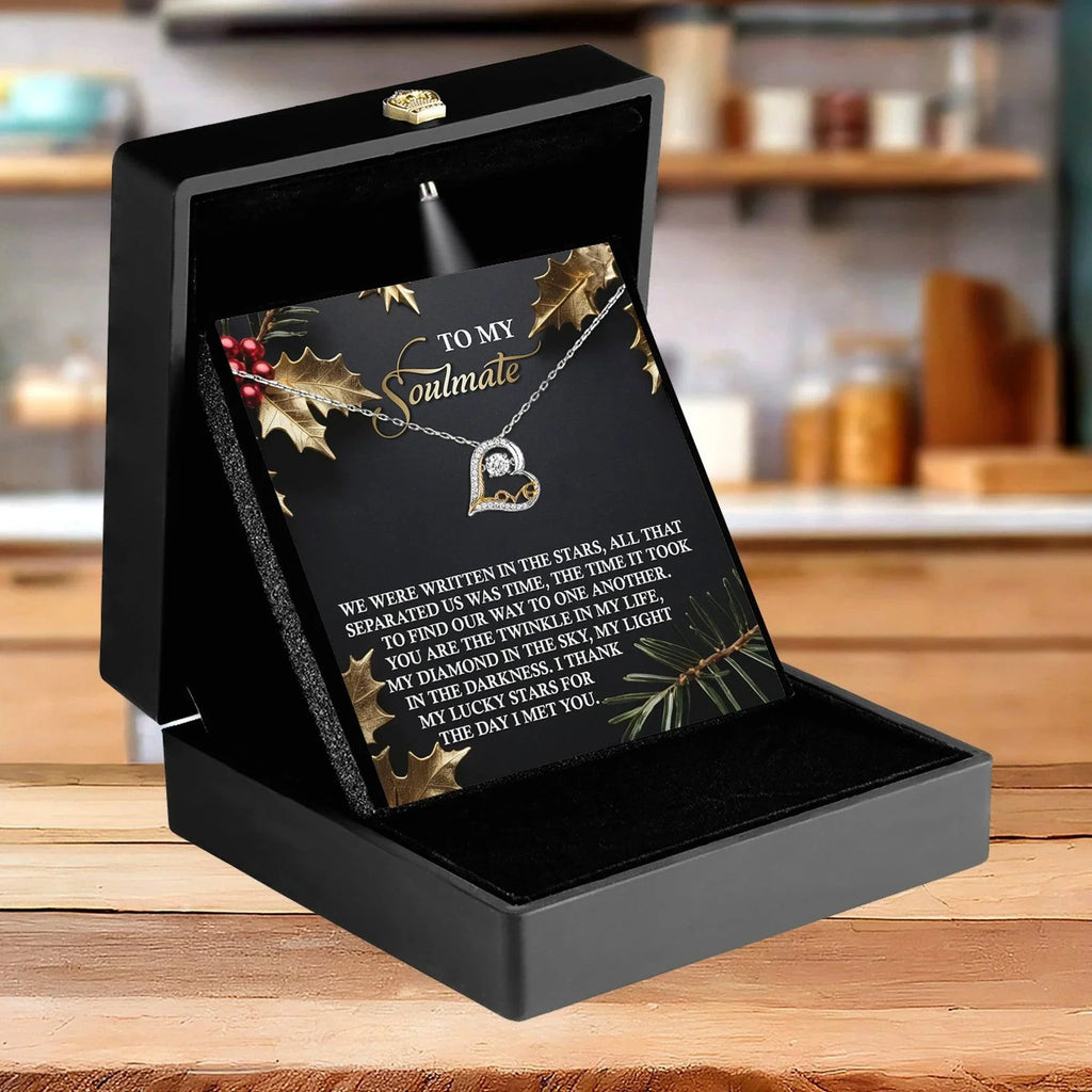 To My Soulmate - We Were Written In The Stars Romantic Christmas Anniversary Heart Pendant Necklace for Wife Girlfriend Jewelry