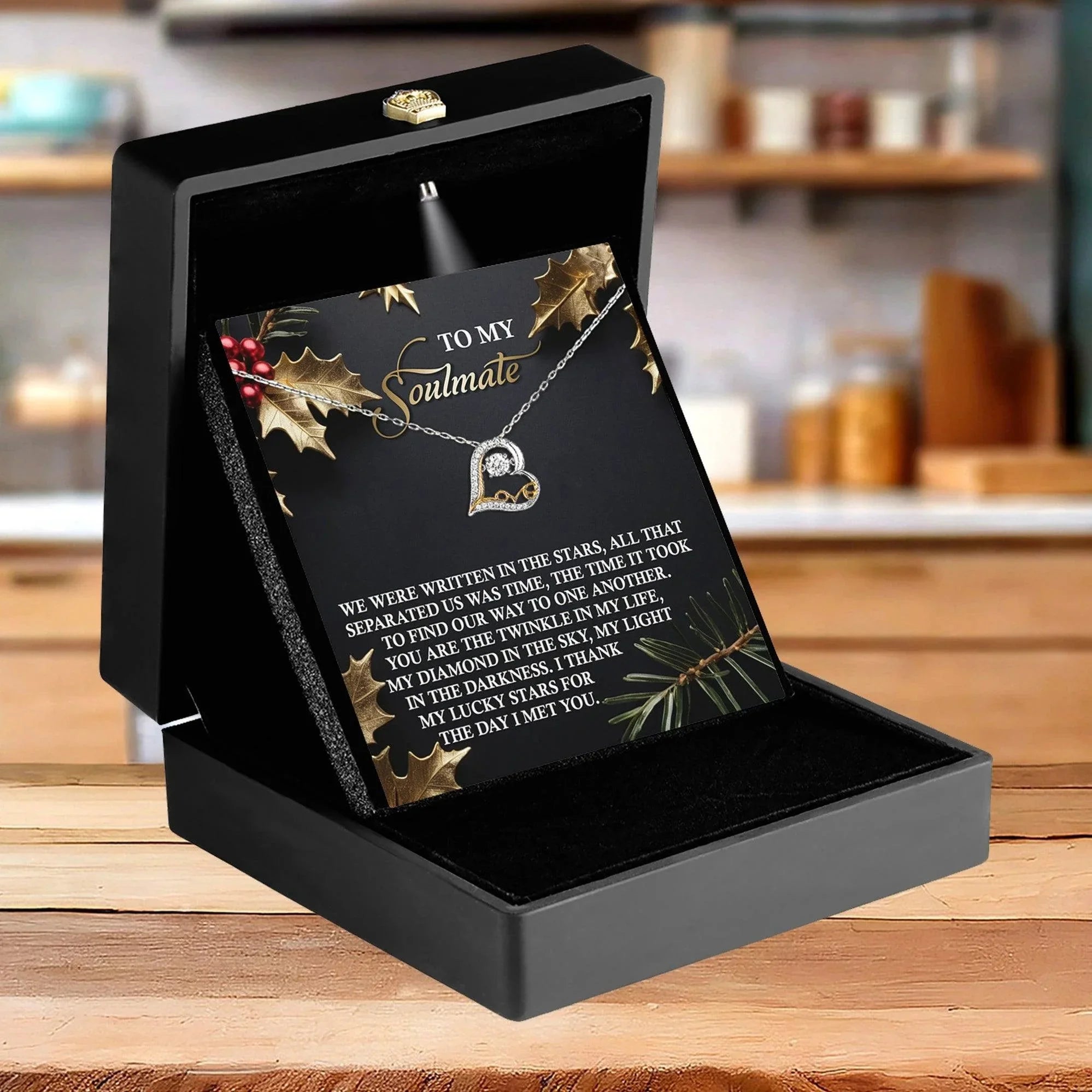 To My Soulmate - We Were Written In The Stars Romantic Christmas Anniversary Heart Pendant Necklace for Wife Girlfriend Jewelry